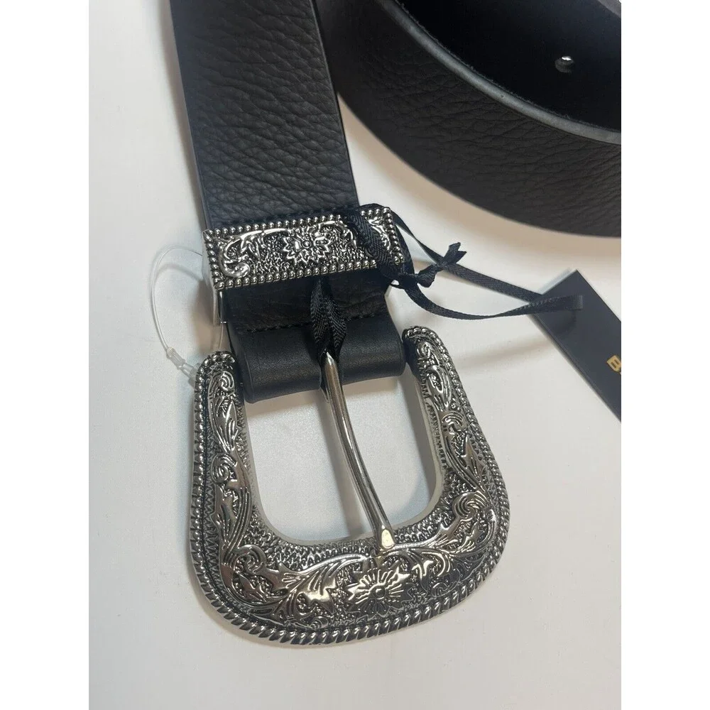 B-Low The Belt Black Leather Frank Belt Sz L New W/Missing Metal Point
